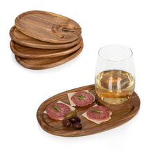 Load image into Gallery viewer, Wine Appetizer Plate Set of 4 - Acacia Wood - Picnic Time