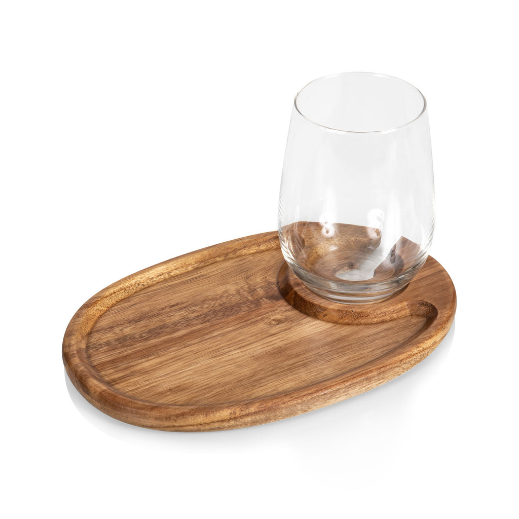 Wine Appetizer Plate Set of 4 - Acacia Wood - Picnic Time