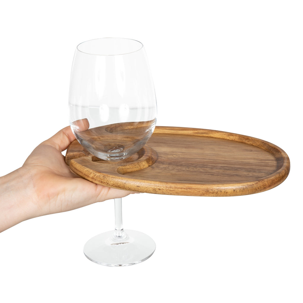 Wine Appetizer Plate Set of 4 - Acacia Wood - Picnic Time