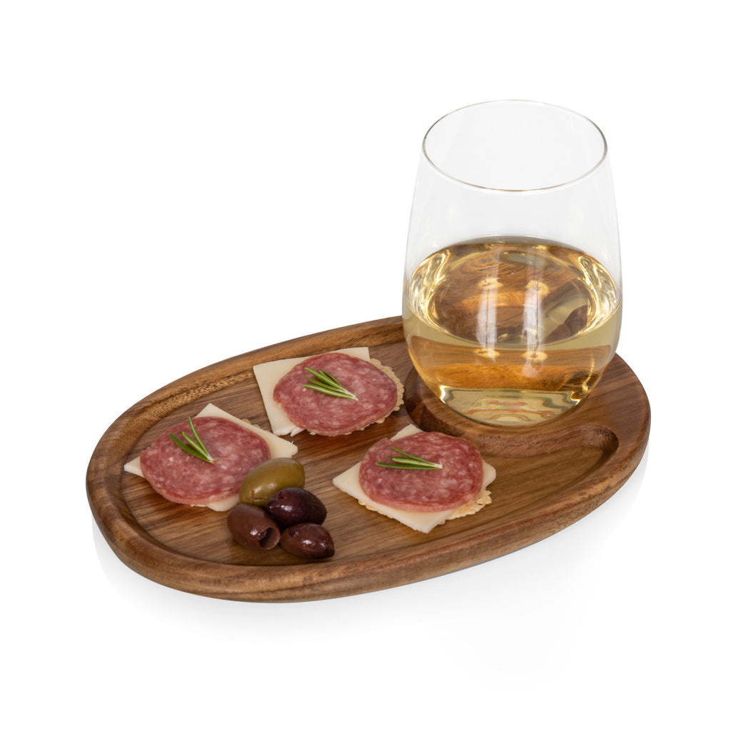 Wine Appetizer Plate Set of 4 - Acacia Wood - Picnic Time