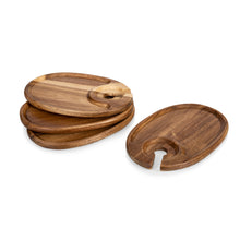 Load image into Gallery viewer, Wine Appetizer Plate Set of 4 - Acacia Wood - Picnic Time