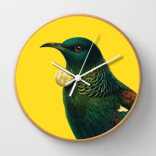 100 Percent NZ: Bright Tui Wooden Frame Clock