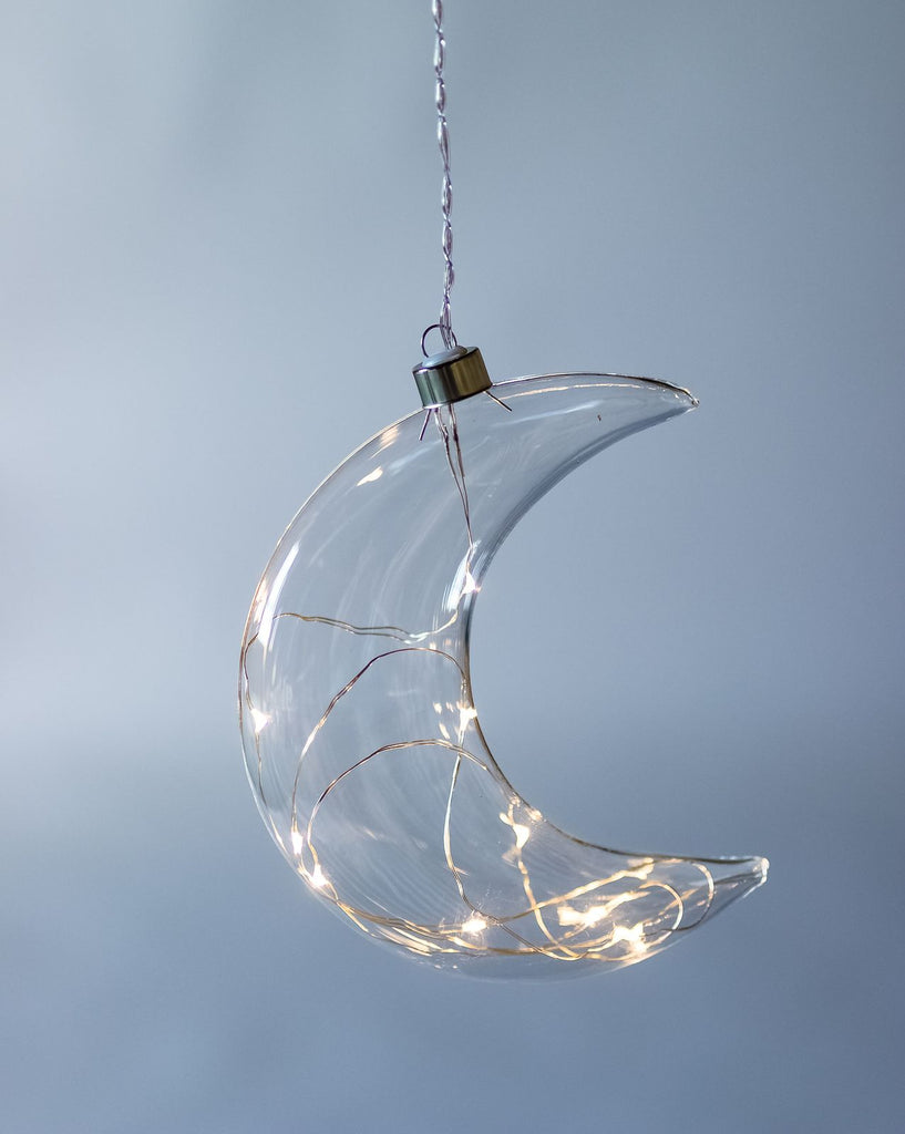 Stellar: Clear Crescent Moon Hanging Glass Light - Stellar Haus