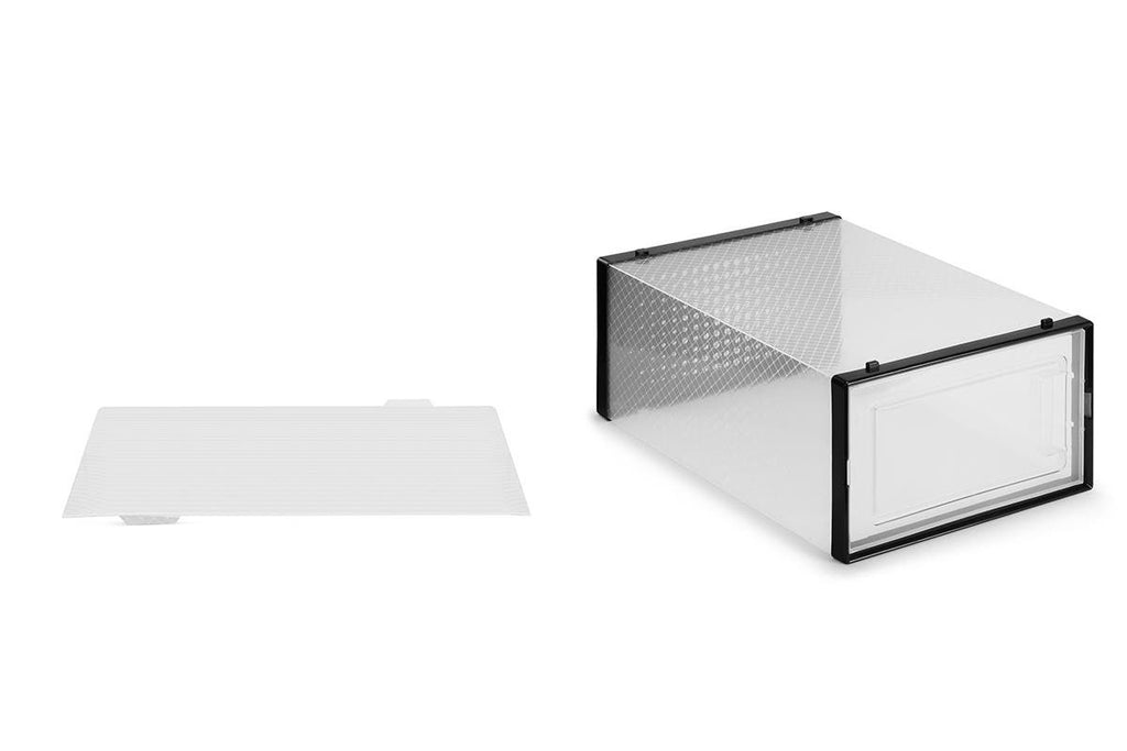 Ovela: Set of 12 Click Shoe Box (Small, Clear/Black)
