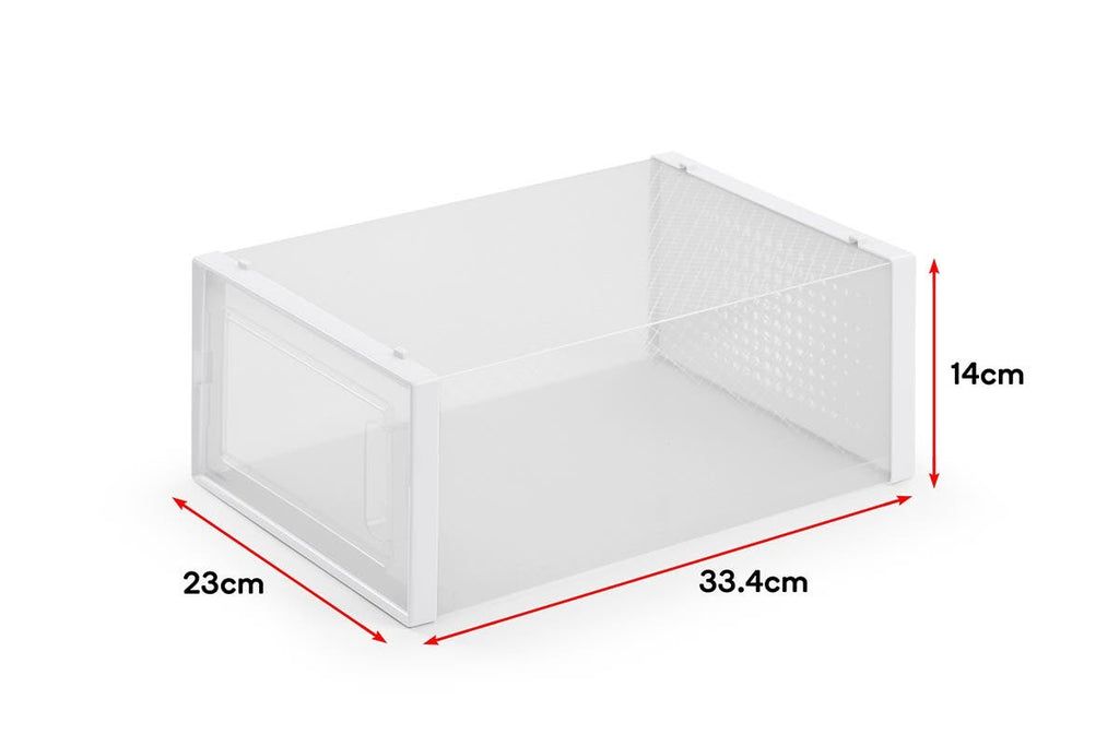 Ovela Set of 12 Click Shoe Box (Small, Clear/White)