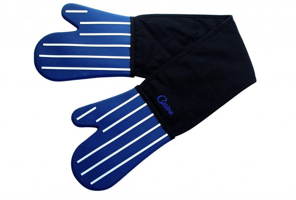 Cuisena: Silicone/ Fabric Double Oven Glove - Butchers Stripe