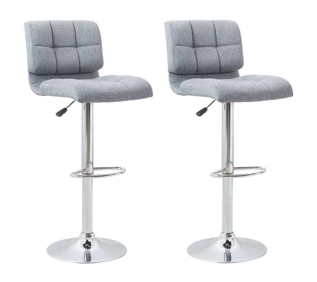 Adjustable Swivel Fabric Cushion Backrest Bar Stool (2 Pack) - Grey