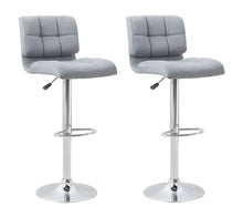 Load image into Gallery viewer, Adjustable Swivel Fabric Cushion Backrest Bar Stool (2 Pack) - Grey
