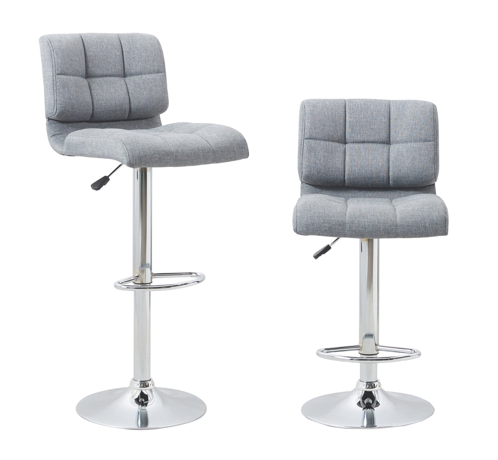 Adjustable Swivel Fabric Cushion Backrest Bar Stool (2 Pack) - Grey