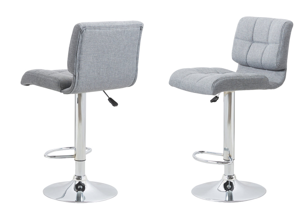 Adjustable Swivel Fabric Cushion Backrest Bar Stool (2 Pack) - Grey