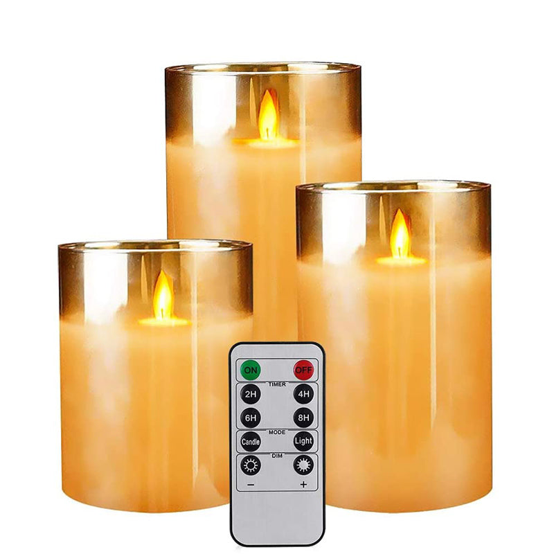 Flameless LED Flickering Candle Lights 3 Set - Brown