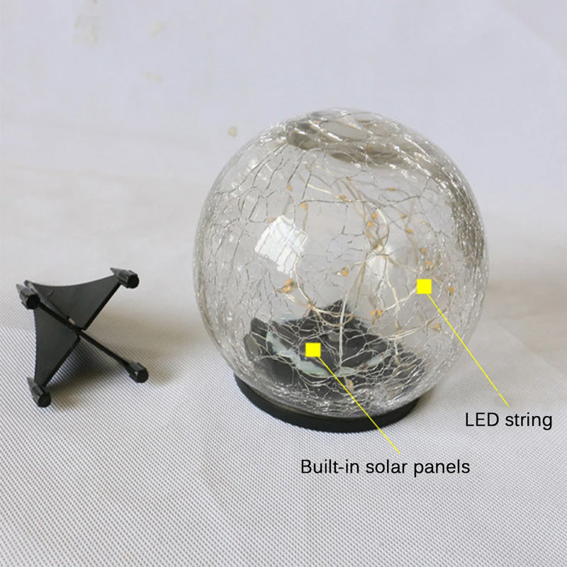 Cracked Glass Solar Powered Outdoor LED Garden Light(10cm)