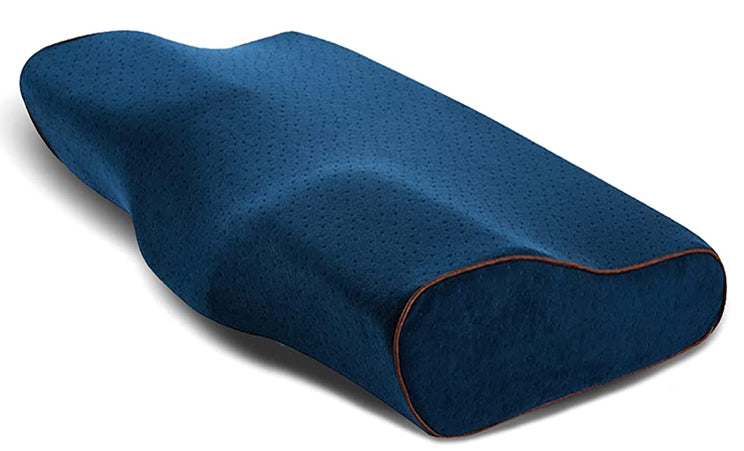 Contoured Memory Foam Pillow - Medium (Navy Blue)