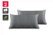 Load image into Gallery viewer, Ovela Set of 2 Mulberry Silk Pillowcases (Charcoal)