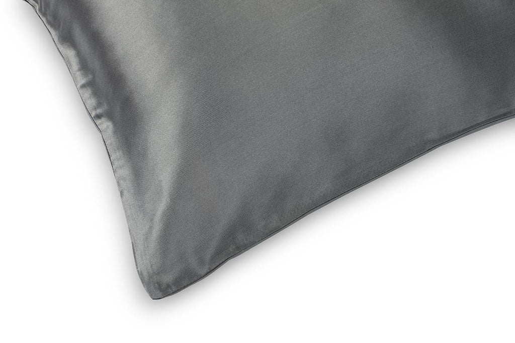 Ovela Set of 2 Mulberry Silk Pillowcases (Charcoal)