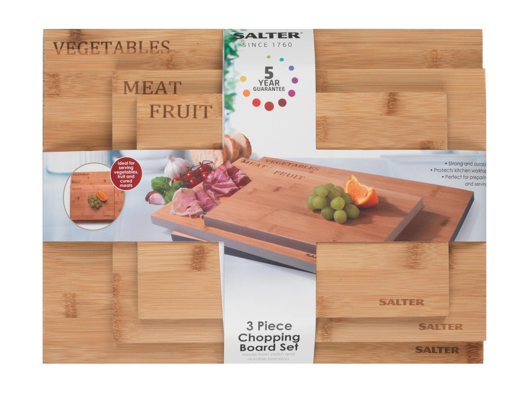 Salter: 3 Piece Bamboo Chopping Board Set