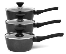 Load image into Gallery viewer, Salter: 3 Piece Megastone Saucepan Set - Silver