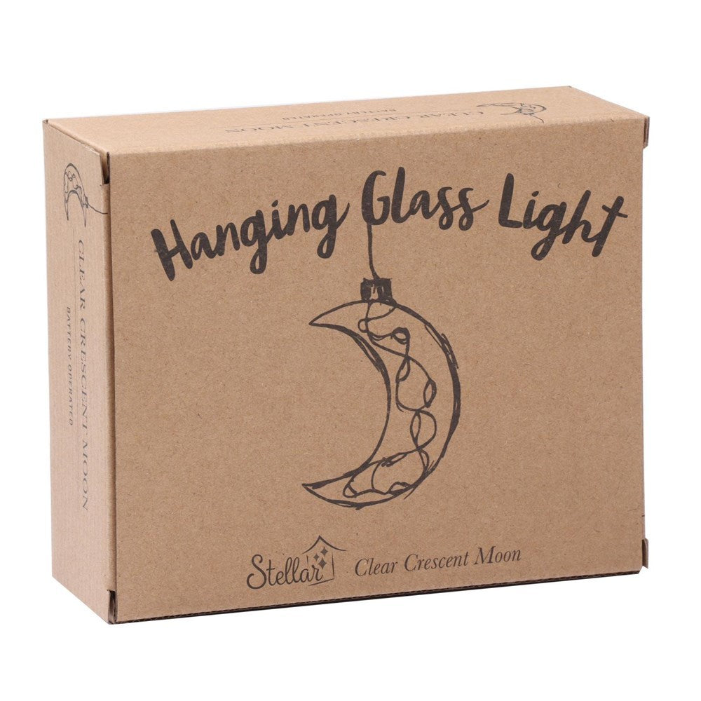 Stellar: Clear Crescent Moon Hanging Glass Light - Stellar Haus