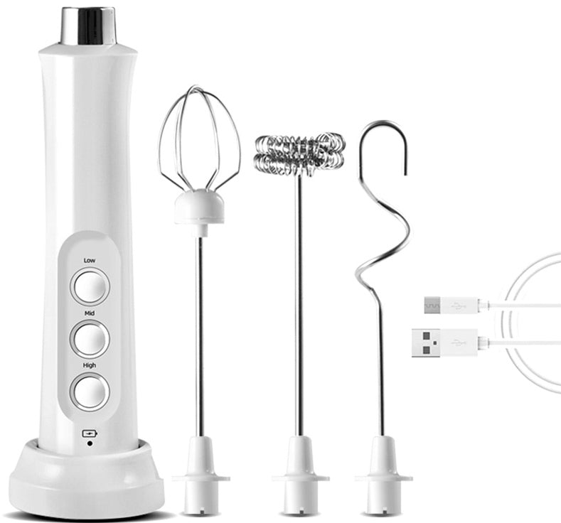 Handheld Electric Milk Frother - White