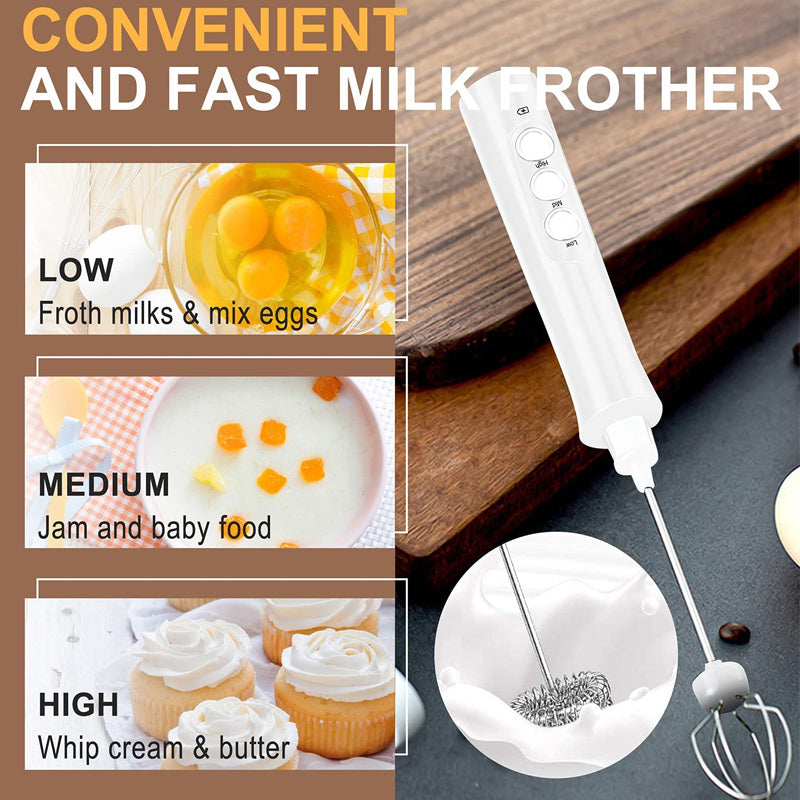 Handheld Electric Milk Frother - White