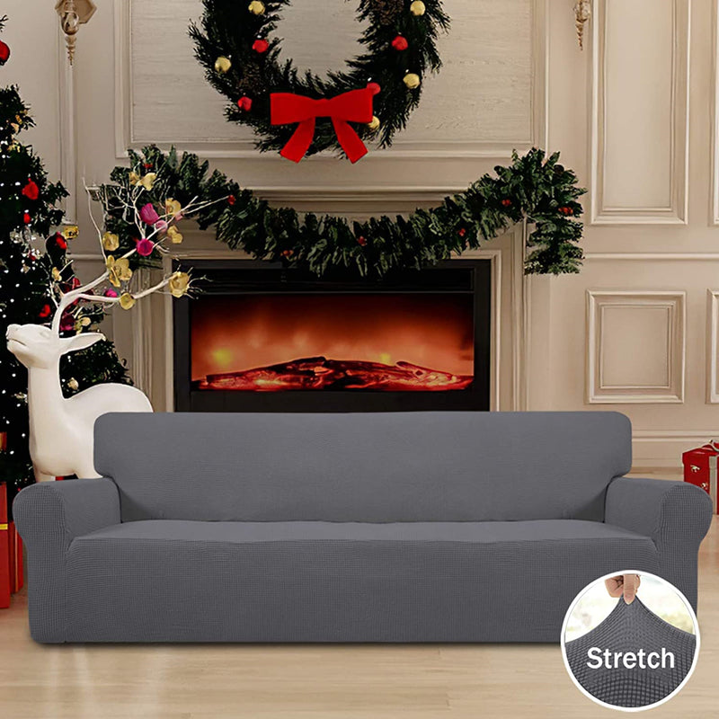 Stretch Sofa Slipcover - Grey (4-Seat)