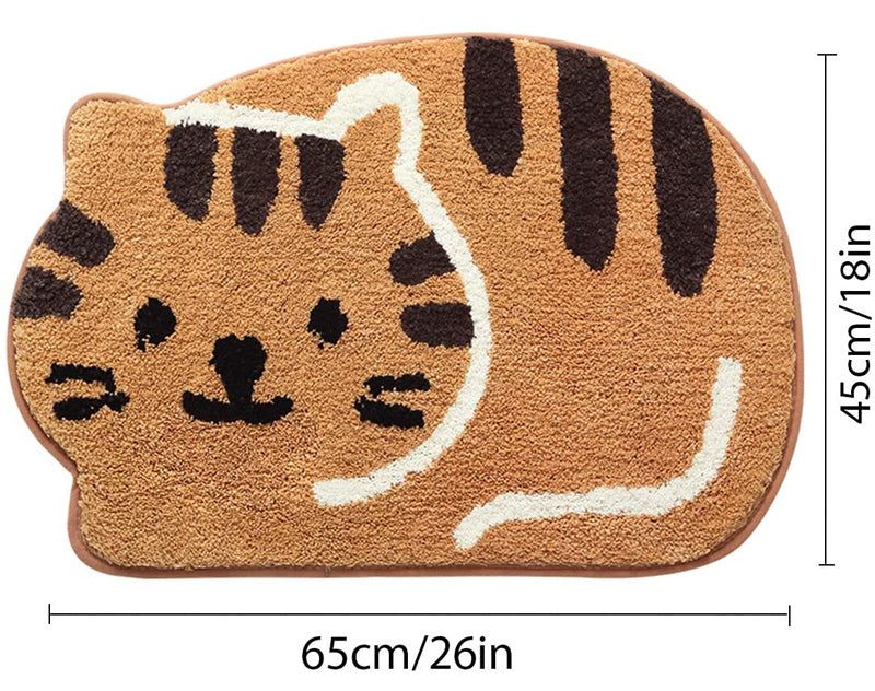 Soft Microfibre Bath Mat - Tabby Cat (45 x 65cm)