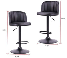 Load image into Gallery viewer, Adjustable Finest PU Curved Bar Stool (Pack of 2) - Black
