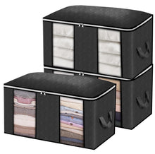 Load image into Gallery viewer, Large Capacity Clothing Storage Bags 3 Pack - Black (60x40x35cm)