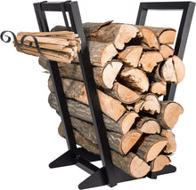 Load image into Gallery viewer, 46cm (18&quot;) Outdoor Indoor Firewood Holder with Kindling Rack