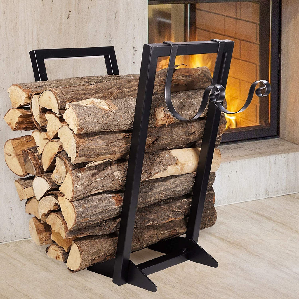 46cm (18") Outdoor Indoor Firewood Holder with Kindling Rack