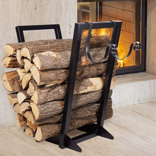 Load image into Gallery viewer, 46cm (18&quot;) Outdoor Indoor Firewood Holder with Kindling Rack