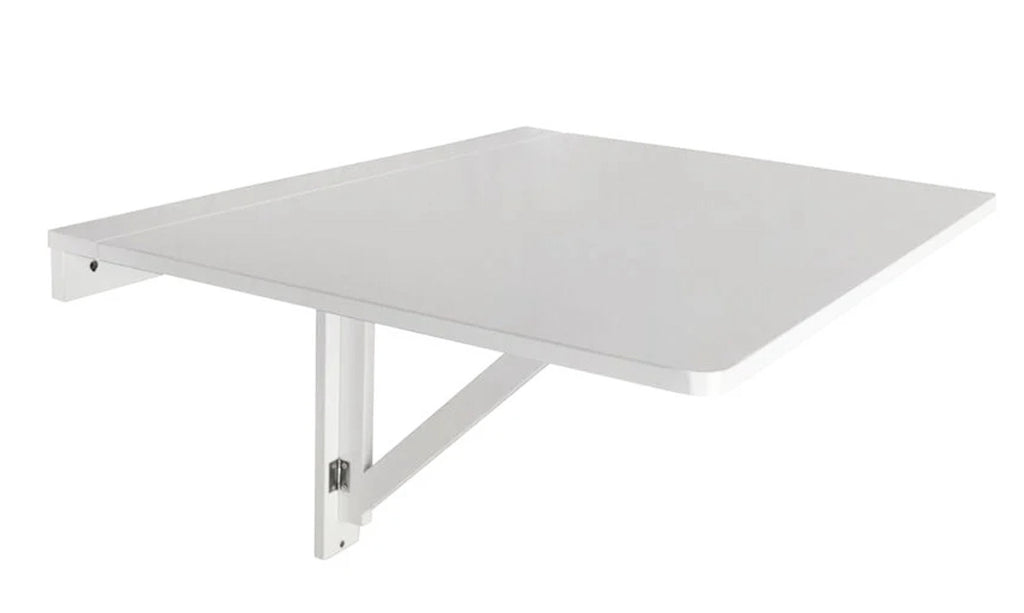 Solid Birch Wood Wall-Mounted Floating Table - White