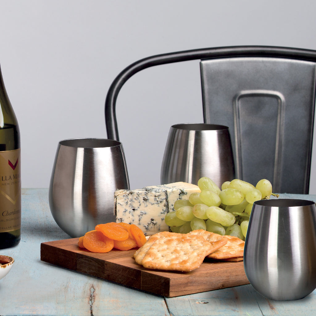 Po di Fame: Stemless Stainless Steel - Wine Glass Set