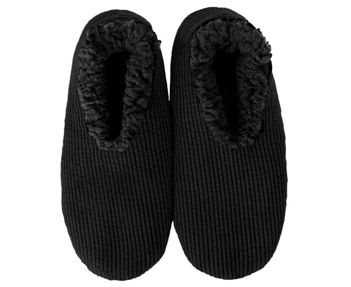 SnuggUps: Men's Cord Black Slippers - (Size: Large)