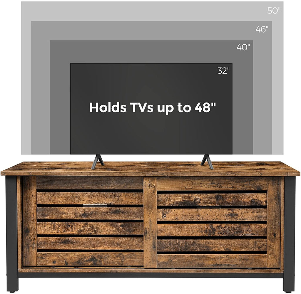 VASAGLE: 1.1M TV Cabinet with Sliding Doors - Rustic Brown