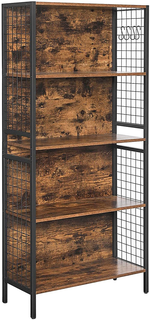 Vasagle : 4 Tiers Metal Frame Bookcase - Rustic Brown