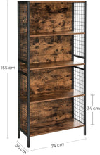 Load image into Gallery viewer, Vasagle : 4 Tiers Metal Frame Bookcase - Rustic Brown