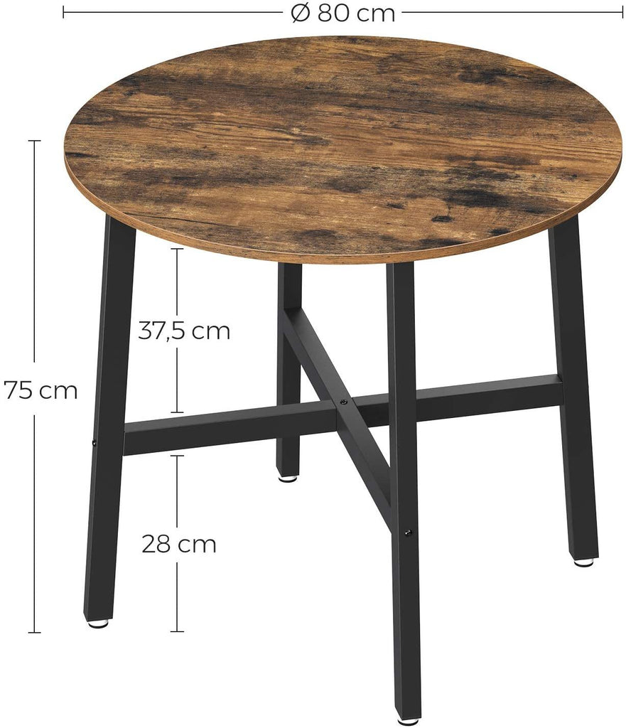 Vasagle Round Dining Table - Rustic Brown