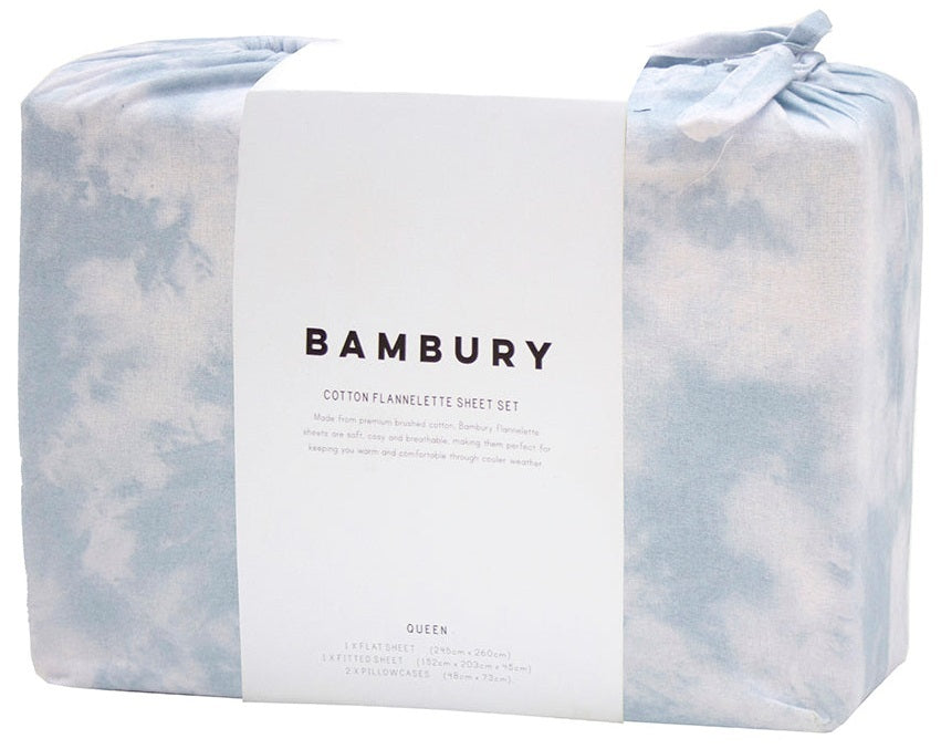 Bambury: Nimbus Flannelette Sheet Set - Blue (King)