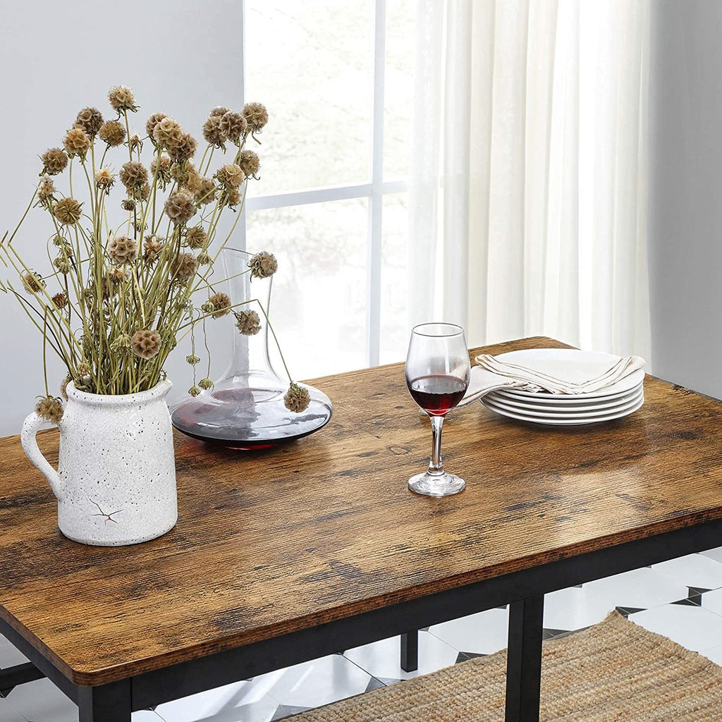 Vasagle : Dining Table with 2 Benches - Rustic Brown