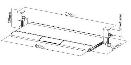 Gorilla Office: Clamp-On Keyboard Tray - White
