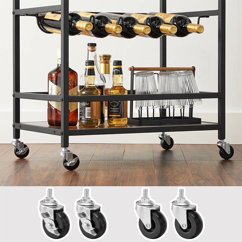 Vasagle Industrial Bar Cart With Bottle Holder - Rustic Brown / Black