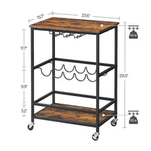 Load image into Gallery viewer, Vasagle Industrial Bar Cart With Bottle Holder - Rustic Brown / Black
