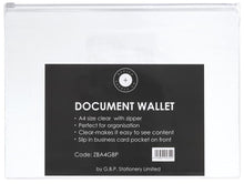 Load image into Gallery viewer, OSC Document Wallet A4 Zip Closure Clear Pack of 5