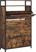 Load image into Gallery viewer, Vasagle Shoe Cabinet with 3 Compartments - Rustic Brown