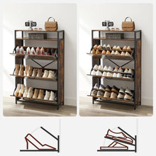 Load image into Gallery viewer, Vasagle Shoe Cabinet with 3 Compartments - Rustic Brown