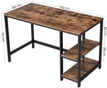 Load image into Gallery viewer, Vasagle 47&quot; Computer Desk with 2 Shelves - Rustic Brown