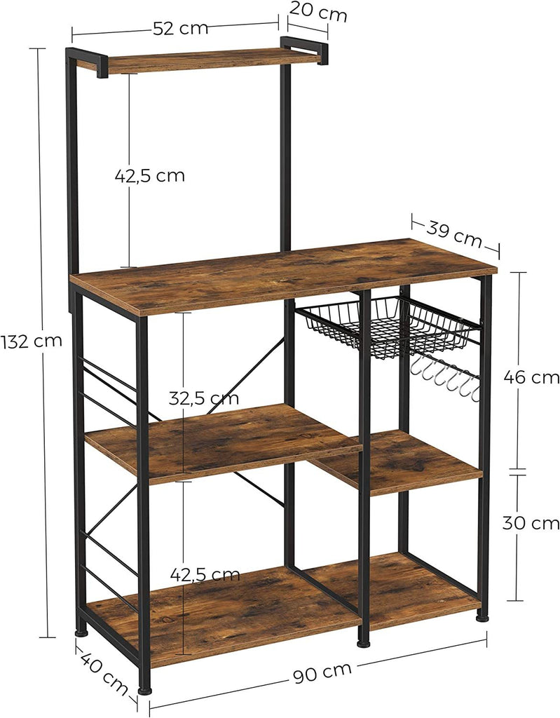 Vasagle Baker’s Rack with Shelves - Rustic Brown