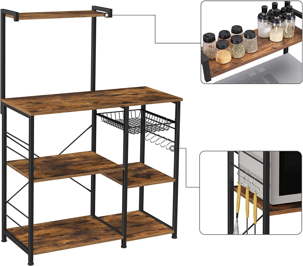 Vasagle Baker’s Rack with Shelves - Rustic Brown