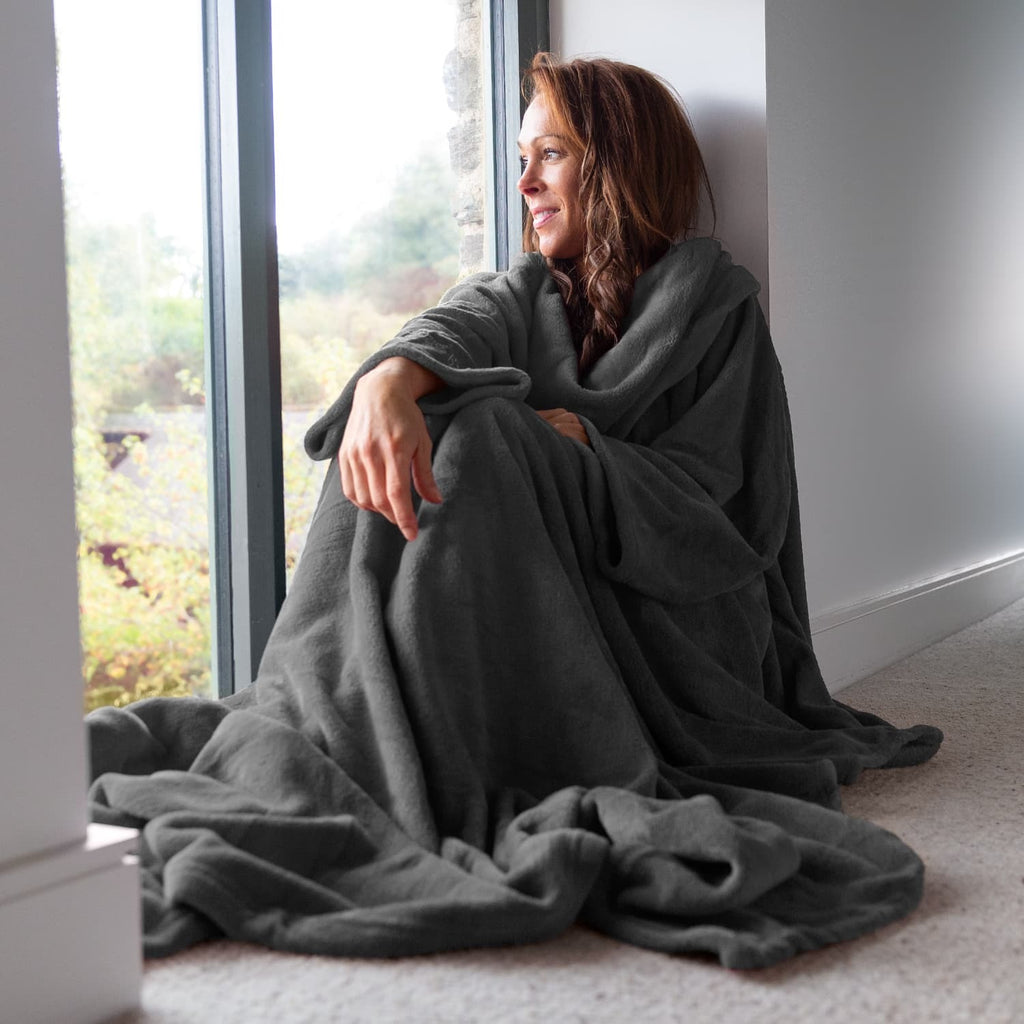 Snug-Rug: Deluxe Blanket with Sleeves - Slate Grey